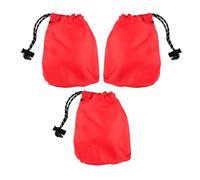 Bojueshaw 3pcs Red Waterproof Drawstring Bags,Folding Small Travel Storage Pouch for Gym,School,Picnic Storage Organization(16.5x12.5cm)