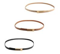 Bojueshaw 3pcs Thin Belts,Ladies Adjustable Leather Belts,Fashion Classic Thin Waist Belt,Women's Accessories Skinny Belt for Dresses Jeans Pants