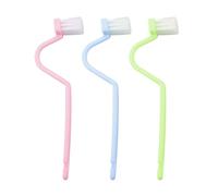 Bojueshaw 3pcs Under Rim Toilet Brusher,Curved Cleaning Brushes with V-Shape Head for Hard-to-Reach Toilet Areas(Blue,Green,Pink)