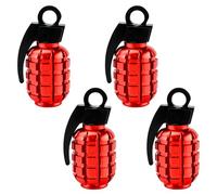 Bojueshaw 4pcs Aluminum Valve Stem Caps,Grenades Tyre Valve Caps Dust Caps,Creative Styling Car Wheel Tire Valve Caps for Car SUV Motorcycle Bike(Red)