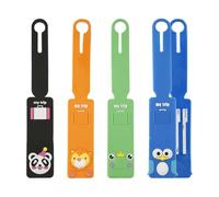 Bojueshaw 4pcs Animal Silicone Luggage Tags,Travel ID Labels,Flexible Colourful Suitcase Identifiers for Kids,Adults,Holiday,School,Airport(Frog Panda Penguin Lion)