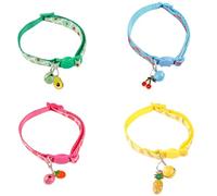 Bojueshaw 4pcs Cat Collars,Fruit Style Cat Collar,Adjustable Kitten Collar with Bell,Safety Release Pet Collar Puppy Collars Whelping with Bells