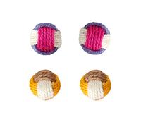 Bojueshaw 4pcs Cat Interactive Jute Balls,Natural Sisal Kittens Toy Balls,Pet Play Toys for Indoor,Exercise,Chewing,Chasing Interactive Playtime(Random Color)