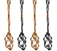 Bojueshaw 4pcs Crystal Necklace Holder,Adjustable Cord Cage Fish Netted Necklace Cord,Braided Netted Holder Rope for DIY Jewelry Making Accessories