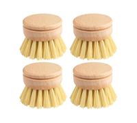 Bojueshaw 4pcs Dish Brush Replacement Heads,Reusable Natural Wooden Washing Up Brush for Plates,Stove Tops,Bathtubs