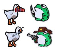 Bojueshaw 4pcs Fun Embroidered Patches,Cute Duck Frog Applique Patches,Magic Sticker Patches,Fun Badges,Colorful Patch Clothing Accessories for Backpacks Jackets Jeans Bags