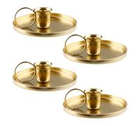 Bojueshaw 4pcs Metal Candle Holders,Taper Candlestick Tray,Vintage Iron Candle Stand for Home Dinner Wedding Party Halloween Decorations(Gold)