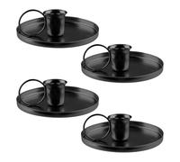 Bojueshaw 4pcs Metal Candle Holders,Taper Candlestick Tray,Vintage Iron Candle Stand for Home Dinner Wedding Party Halloween Decorations(Black)