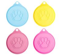 Bojueshaw 4pcs Pet Food Can Lids,Reusable Silicone Covers for Dog & Cat Food Cans,BPA Free Fit 3 Standard Size Can Tops(4 Colors)