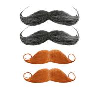 Bojueshaw 4pcs Self-Adhesive Fake Beards,Realistic Curly Mustaches,Old Man Detective Beard for Halloween,Cosplay & Themed Parties