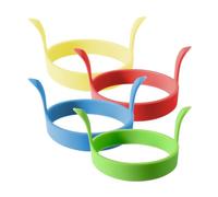 Bojueshaw 4Pcs Silicone Egg Cooking Rings,Egg Frying Ring with Handle,Round Non-Stick Molds for Pancake,Mcmuffin,Omelettes,Crumpets