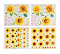 Bojueshaw 4pcs Sunflower Flowers Butterfly Stickers,Self Adhesive Waterproof Sunflower Wheelie Bin Labels,Flower Decor for Wall,Door,Bin,Fridge,Cars