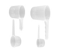 Bojueshaw 4PCS Transparent Plastic Measuring Scoops - Multi-Size Powder Spoons with Markings for Milk, Flour, Protein & Baking Ingredients