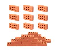 Bojueshaw 50 Pcs Miniature Bricks,Realistic Terracotta Clay Bricks,8 Holes Red Wall Bricks for Dollhouse,Garden Landscaping & Model Making