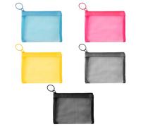Bojueshaw 5pcs Mini Zipper Mesh Bags,Portable Travel Makeup Pouch,Storage Coin Purse,Nylon Makeup Organizer for Credit Card Items Lipstick