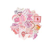 Bojueshaw 60Pcs Pink Aesthetic Stickers,Waterproof Vinyl Heart & Book-Themed Decals for Laptops,Water Bottles & Scrapbooking