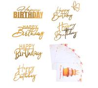 Bojueshaw 6Pcs Birthday Cake Decorations,Glitter Acrylic Cupcake Toppers,Reusable Party Supplies for Wedding Anniversary DIY