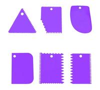 Bojueshaw 6pcs Cake Scrappers,Pottery Tools Plastic Clay Scraper Set,Buttercream Smoother,Soft Clay Sculpture DIY Tool for Pottery Sculpture(Purple)