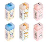 Bojueshaw 6pcs Children's Creative Cartoon Sliced Eraser,Cute Pattern Design Drawing Eraser,Adding Color to Learning and a Classroom Reward Stationery Gift(Cute Pet)