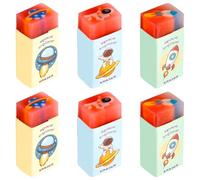 Bojueshaw 6pcs Children's Creative Cartoon Sliced Eraser,Cute Pattern Design Drawing Eraser,Adding Color to Learning and a Classroom Reward Stationery Gift(Space)