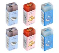 Bojueshaw 6pcs Children's Creative Cartoon Sliced Eraser,Cute Pattern Design Drawing Eraser Adding Color to Learning and a Classroom Reward Stationery Gift(Ocean)