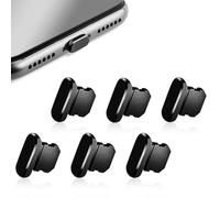 Bojueshaw 6pcs Dust Cover Plugs,Protects Charging Port Cover,Metal Dust Protectors Stopper,Port Cap Protector for iPhone(Black)