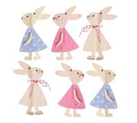 Bojueshaw 6pcs Easter Wooden Rabbit Ornaments,Cute Wooden Bunny Cutout for Tree Decorations Home Garden Party Gift Tags