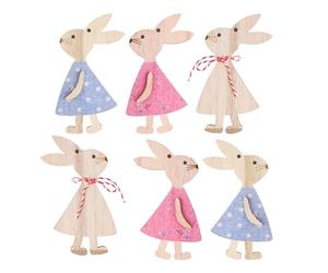 Bojueshaw 6pcs Easter Wooden Rabbit Ornaments,Cute Wooden Bunny Cutout for Tree Decorations Home Garden Party Gift Tags
