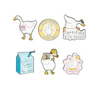 Bojueshaw 6PCS Funny Goose Enamel Pins,Cute Animal Lapel Pins with Playful Lettering for Backpacks,Jackets & Hats,Unique Brooch Badges