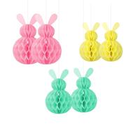 Bojueshaw 6pcs Rabbit Hanging Paper Ornaments,Easter Bunny Honeycomb Ball Pendant,Easter Party Decorations Supplies for Home