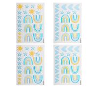 Bojueshaw 82pcs Watercolor Wall Decals,Removable DIY Cartoon Stickers with Rainbows,Hearts,Stars & Suns for Kids’ Rooms, Nursery,Bedroom Decor(Blue)