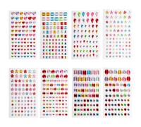 Bojueshaw 8PCS Creative Gem Stickers for DIY Projects - Acrylic Stickers for Phones, Home & School Crafts - Sparkly Designs to Inspire Kids' Imagination