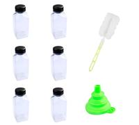 Bojueshaw 8pcs Mini Fridge Bottles, 250ml Clear PET Plastic, Reusable Wide Mouth Bottles with Lids, Funnel and Brush for Drinking, Juice Shops, Bars, Outdoor Events, Home Storage