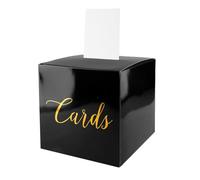 Bojueshaw Black Wedding Gift Card Box with Lid Slot,22cm Cards Holder with 10 Cards,Card Collection Box for Graduation,Birthday,Baby Shower,Retirement