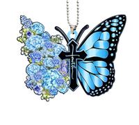 Bojueshaw Butterfly Hanging Pendant,Glitter 2D Butterfly Acrylic Car Charm,Elegant Gift for Mother's Day,Weddings & Home Decor(Yellow)