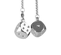 Bojueshaw Car Dice Hanging Ornament,Creative Adjustable Rearview Mirror Decor,Fun Driving Accessory for Men Women(Silver Dice)