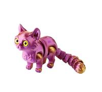 Bojueshaw Cat 3D Model,Flexible 3D Printed Stress Relief Toy,Cats Fidget Toys Decor for Home,Office,Classroom(Purple&Gold)