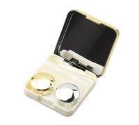 Bojueshaw Contact Lens Case with Mirror,Portable Leakproof Lens Container with Tweezers,Invisible Mirror Box for Home Travel(Rose Gold)