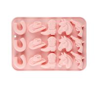 Bojueshaw Cowboy Silicone Mold,Western Theme Baking Tools with Hat,Boot,Horse & Saddle Shapes for Chocolate,Candy,Fondant Decorations(Blue)