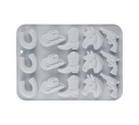 Bojueshaw Cowboy Silicone Mold,Western Theme Baking Tools with Hat,Boot,Horse & Saddle Shapes for Chocolate,Candy,Fondant Decorations(Pink)