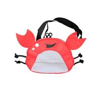 Bojueshaw Crab-Shaped Mesh Beach Bag,Shell Collecting Bag with Adjustable Strap,Multifunctional Storage Holdall for Kids Boys Girls(Red)