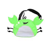 Bojueshaw Crab-Shaped Mesh Beach Bag,Shell Collecting Bag with Adjustable Strap,Multifunctional Storage Holdall for Kids Boys Girls(Green)