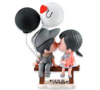 Bojueshaw Cute Couple Car Decoration - Love Balloon Design Car Interior Ornament, Unique Dashboard Figurine with Sun Protection Base for Couples(Grey)