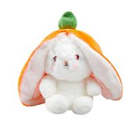 Bojueshaw Easter Plush Bunny Toy, 25CM Reversible Cuddle Pillow, Fluffy Strawberry Plushie Doll, Children's Day Birthday Gift for Boys Girls (Carrot)