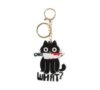 Bojueshaw Funny Black Cat Keychain,Cartoon Kitten Keyring,Cute Cat Keyring with Knife,Unique Gift for Cat Lovers,Friends,Relative
