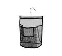 Bojueshaw Hanging Mesh Shower Bag with Hook,Reusable Laundry Clothespin Holder,Peg Basket for Washing Line,Bathroom & Travel(Black)
