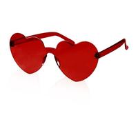 Bojueshaw Heart Shape Sunglasses - Multicolor Rimless Heart-shaped One Piece Glasses,Love Heart Shaped Glasse for Summer Party Costumes Cosplay(Red)