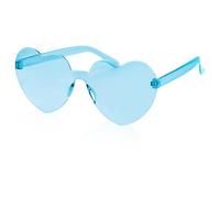 Bojueshaw Heart Shape Sunglasses - Multicolor Rimless Heart-shaped One Piece Glasses,Love Heart Shaped Glasse for Summer Party Costumes Cosplay(Blue)