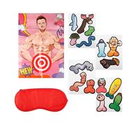 Bojueshaw Hen Party Game Set,Fun Adult Party Game with1 Poster,15 Stickers & 1 Blindfold for Bachelorette,Girls Nights & Bridal Showers