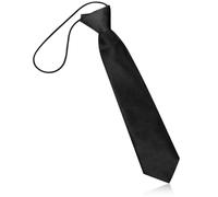 Bojueshaw Kids Elastic Neck Tie,Adjustable Pre-Tied Tie,One Size Elasticated Satin Plain,Solid Color Ties for Birthday Party, Wedding Graduation School Uniforms(Black)
